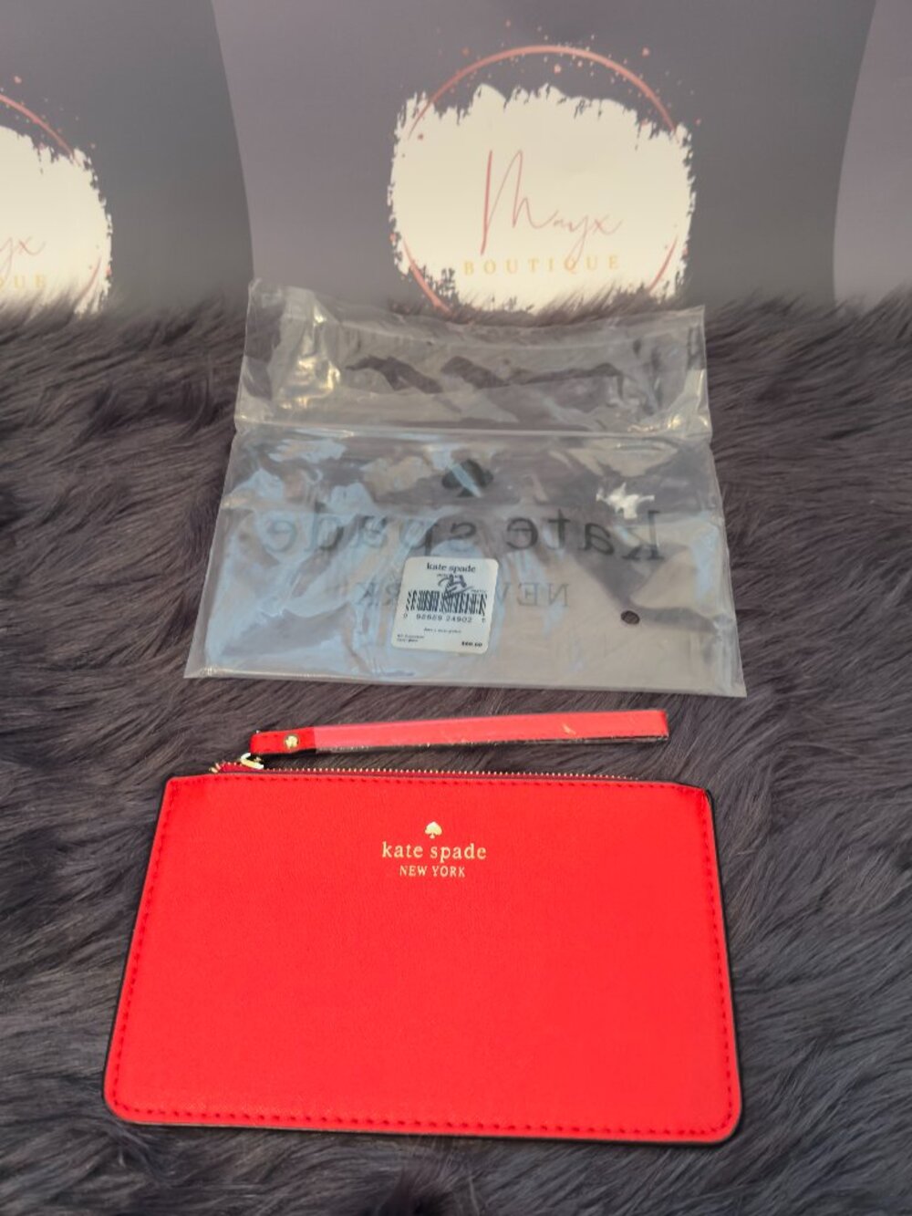 Kate Spade New York Coral Red Leather Wristlet NWT